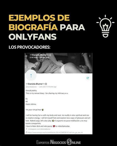 ejemplos de biografías para onlyfans|Consejos y Ejemplos para Crear una Biografía。